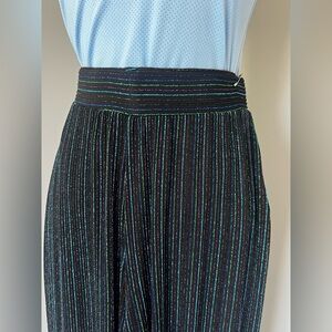 NWT F21 Black & Metallic Stripe Stretch Wide-Leg Pant